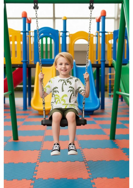 Erkek Çocuk %100 Pamuklu Tropikal Baskılı T Shirt ve Şort Takımı Kaliteli Şık Rahat modelleri