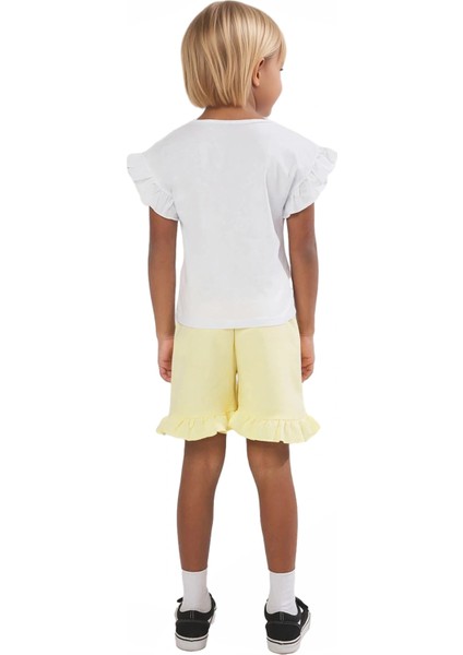 Kız Çocuk Hayvan Işlemeli Kolsuz Üst ve Fırfır Detaylı Şort Takımı Kaliteli Şık Rahat indirimleri