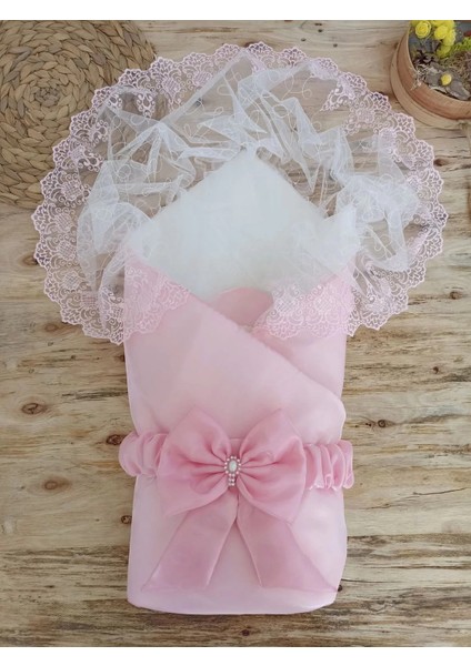 Litaetrend Yenidoğan Kumru Inci Fiyonk Kristal Parlak Duvaklı Kundak Bebek Battaniyesi Pembe
