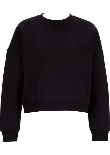 Bisiklet Yaka Düz Siyah Kadın Sweatshırt Ravello-Y fiyatları