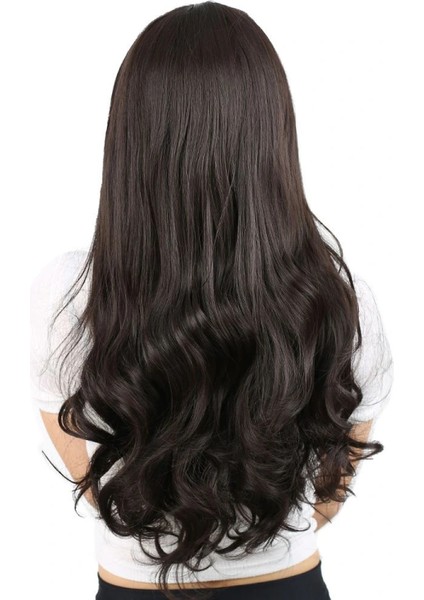 Kahküllü Uzun Dalgalı Fiber Sentetik Peruk - Kahverengi indirimleri