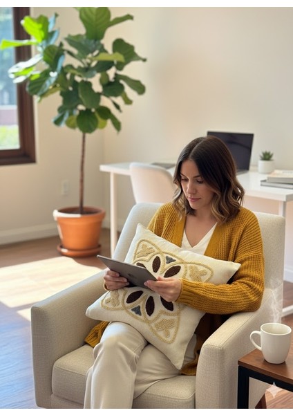 Dekoratif Kırlent Kılıfı Punch Işlemeli 2'li modelleri