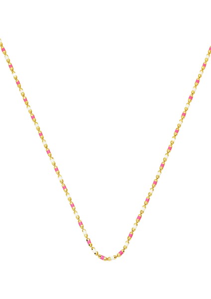 Pembe Mineli 14 Ayar Altın Kolye