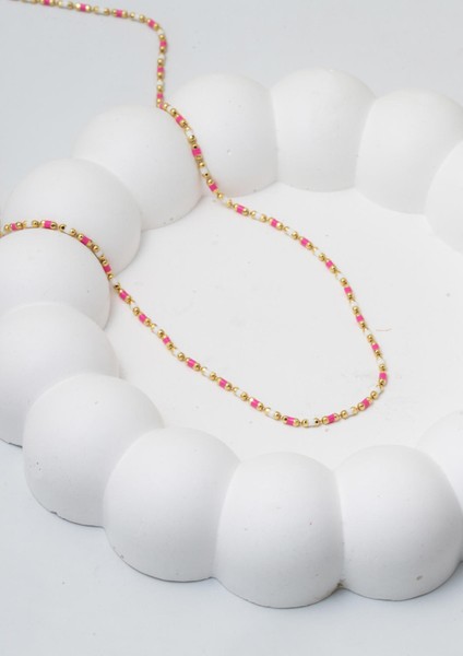 Pembe Mineli 14 Ayar Altın Kolye modelleri