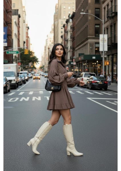 Gömlek Yaka ve Volanlı Mini Etek İkili Takım fiyatları