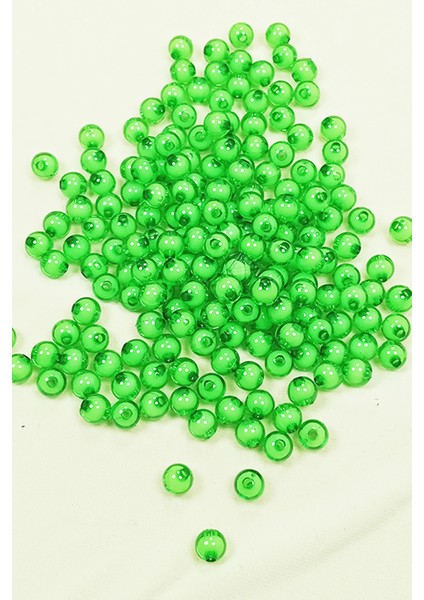 Litaetrend Yuvarlak Boncuk Içten Boncuklu Bileklik Çanta Boncuğu 8 mm 50 gr Yeşil - BNC471
