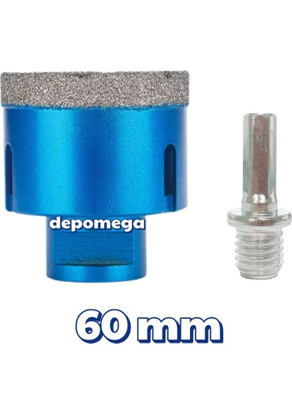 60 mm Granit Mermer Seramik Delme Panç Spiral ve Matkap İçin Aparatlı M14