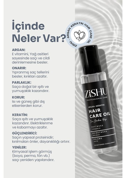 ZİSHU Argan & Keratin Saç Bakım Yağı 125 ml