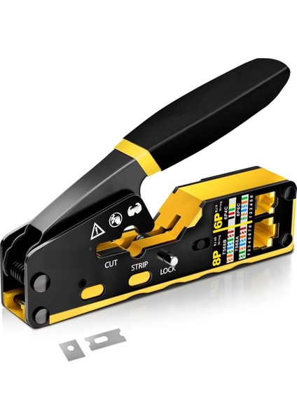 Yeni Nesil Ez RJ45 Sıkma Pensesi + Kablo Soyucu + 100 Adet Cover + 100 Adet Yeni Nesil Ez 8PC8C Utp Jak Network Aksesuarları Seti fiyatları