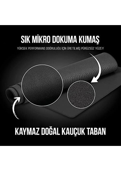 Pro Edition - Dikişli Kenar 70X30, 90X40, 100X50 ve 120X60 cm Oyuncu Gaming Mouse Pad (Siyah, 70X30 Cm) modelleri