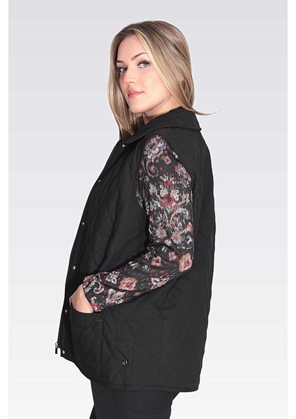 Tolga Saraçoğlu Kadın Ekose Astar Detaylı Hafif Elyaf Kapitone Yelek 70043 Siyah fırsatları