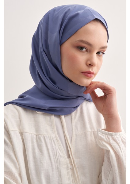 C Desen Monogram Pamuk Ipek Şal Kot Mavi