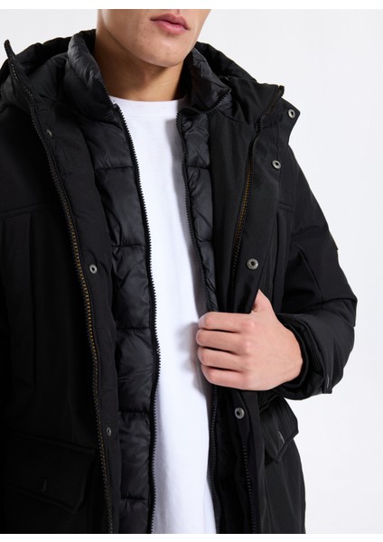 Siyah Erkek Mont 12279243_JJFINN Softshell Parka modelleri