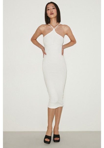 Carıbbean Bodycon Beyaz Elbise
