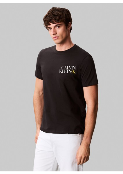 Bisiklet Yaka Baskılı Siyah Erkek T-Shirt LV04RC844GUB1 Ss 30S Eu Ck Ny Word fiyatları