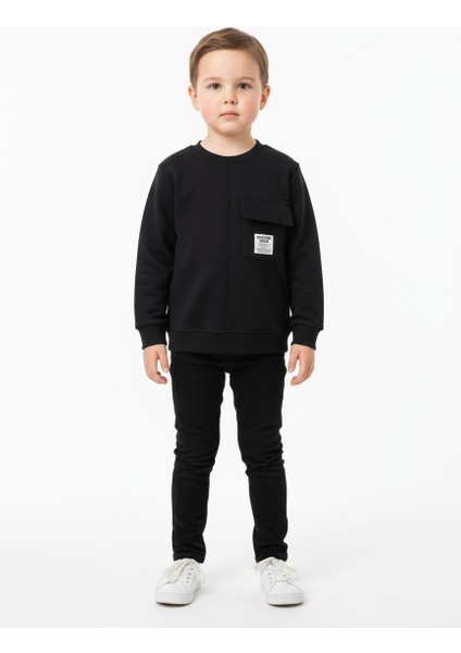 Cep Detaylı Şardonlu Erkek Çocuk Sweatshirt