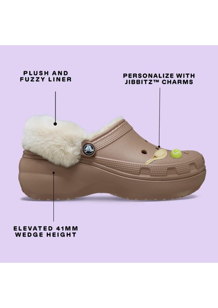 Classic Platform Fuzz Lined Kadın Terlik