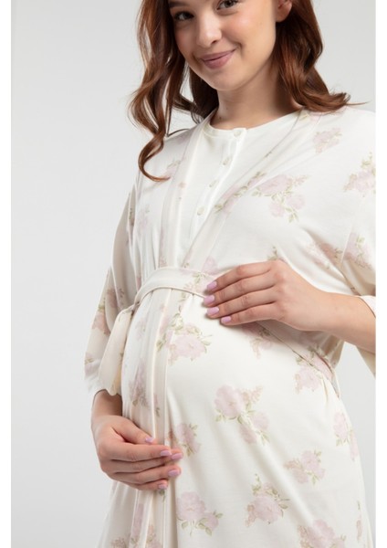 Kadın Lohusa Süprem Kumaş Sabahlık Pijama Bluz 3 Parça Pijama Takımı modelleri