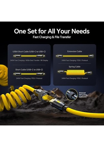 240W 8'i 1 Arada USB C Kablo ve Yıldırım Kablo Seti, Geleceğin Pd3.1 Tip C Hızlı Şarj Kablosu ve Mfi Sertifikalı Yıldırım Kablosu Seti iPhone MacBook iPad Galaxy (Amber) Için indirimleri