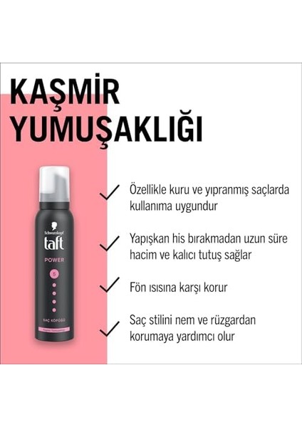 Taft Power Kaşmir Köpük 150 ml 1 Paket (1 x 1 Adet) fiyatları