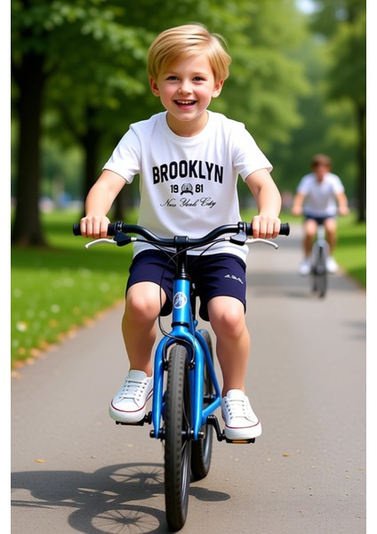 Erkek Çocuk Günlük Pamuklu Brooklyn Baskılı T Shirt ve Şort Kombinasyonu Kaliteli Şık Rahat fırsatları
