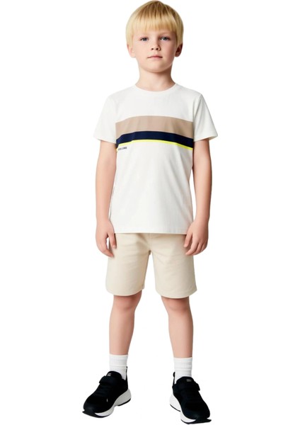 Erkek Çocuk Pamuklu Baskılı Bisiklet Yaka Kısa Kollu T Shirt ve Şort Takımı Kaliteli Şık Rahat fırsatları