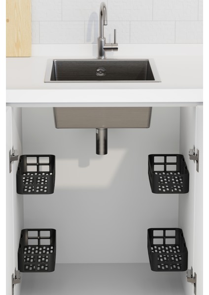 Evo 2’li Yapışkanlı Duvar Organizer – Siyah Banyo & Duş Rafı Seti (Şampuanlık & Sabunluk)