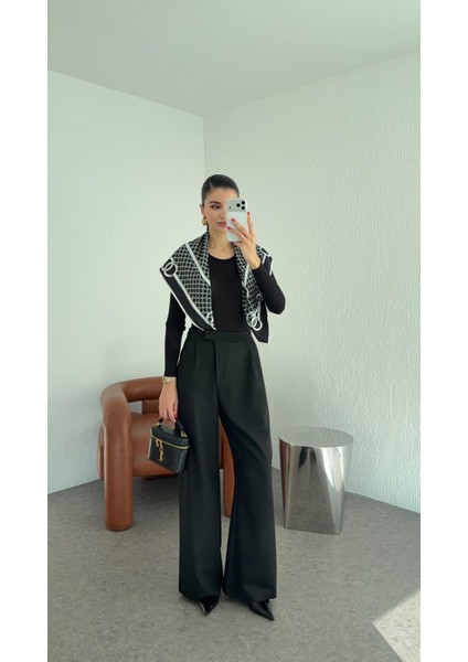 Çapraz Kemerli Siyah Premium Pantolon