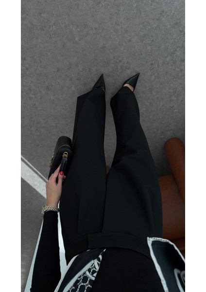 Çapraz Kemerli Siyah Premium Pantolon modelleri