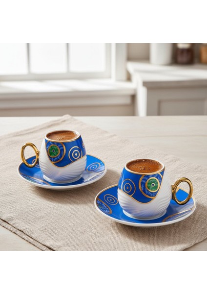 Evil Eye Nazar Boncuğu Desenli 6 Kişilik Porselen Fincan Takımı