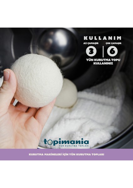 6 Adet Xxl Koyu Renkli Normal Çamaşırlar Için - Yün Kurutma Topu-3 Adet Koku - Kurutma Makinesi Için