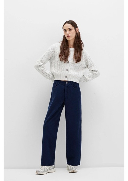 Kadın Lacivert Kadife Pantolon 1011174-80729