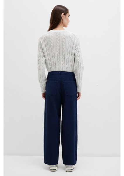 Kadın Lacivert Kadife Pantolon 1011174-80729 fırsatları