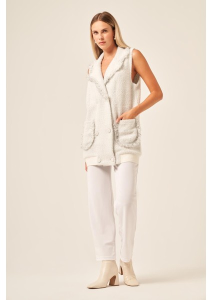Ftz Kadın Kruvaze Düğme Detaylı Yelek Ekru 20763 fiyatları