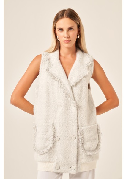 Ftz Kadın Kruvaze Düğme Detaylı Yelek Ekru 20763 fırsatları