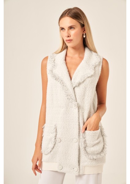 Ftz Kadın Kruvaze Düğme Detaylı Yelek Ekru 20763 indirimleri