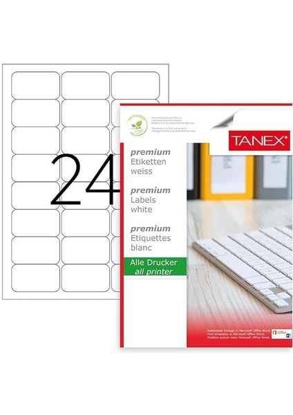 TW-2024 Lazer Postalama, Davetiye, Kargo Işleri Için Her Pakette 100 Sayfa Etiket, Beyaz