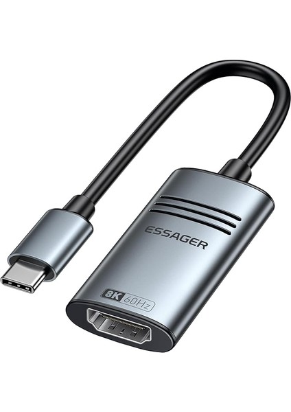 USB C - HDMI 2.1 Adaptör 8K@60Hz 4K@144Hz Alüminyum Tip-C HDMI Kablosu, Thunderbolt 4 3 Destek 48 Gbps/hdcp2.3/hdr Dizüstü Bilgisayar, Tablet Için Uyumlu