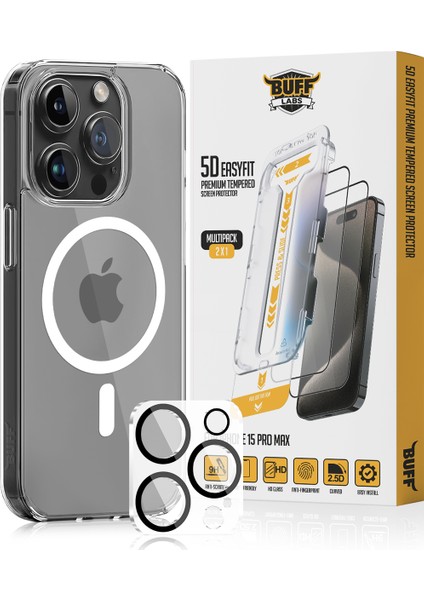 Buff iPhone 15 Pro Max Avantaj Paket - Magsafe Kılıf + Ekran Koruyucu + Lens Koruyucu Glass