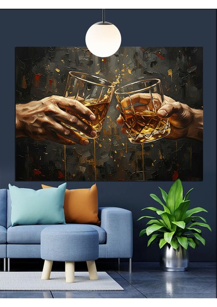 Kadeh Tutan El Dekoratif Kanvas - Mdf Ahşap Tablo