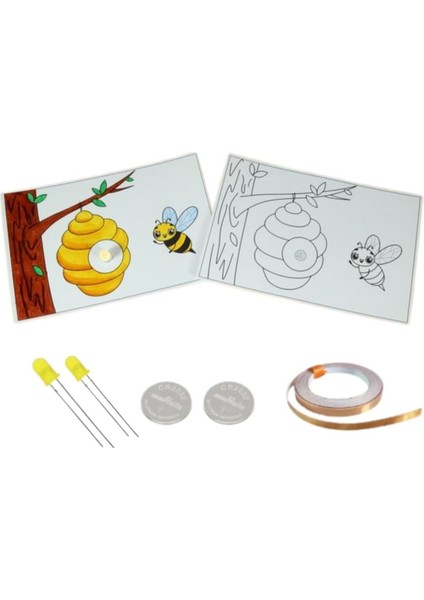 Hayvan Dostları Bal Arısı Kağıt Devre Kiti Uyumlu Fen Deneyi , Bakır Iletken Bant ,CR2032 Pil ,5mm