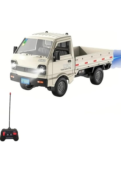Kumandalı Rc Kamyonet, Işıklı, Buhar Atan, Şarjlı Iş Makinesi Araç Yük Taşıma Aracı Kamyonet (Beyaz)
