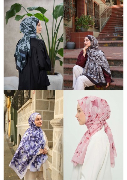 Lux Fransız Şifon Özel Seri Şal (Çiçek Desen, Premium, Orjinal, Yeni Koleksiyon, Yüksek Kalite, Tesettür Giyim) indirimleri