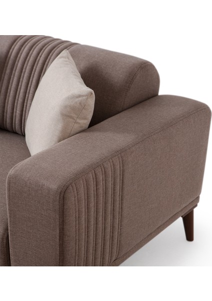 Regnar 3+3+1 Koltuk Takımı Kahverengi + Sütlü Kahve