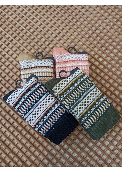 Desenli Kalın Viskon Elit 4' Lü Kadın Çorap