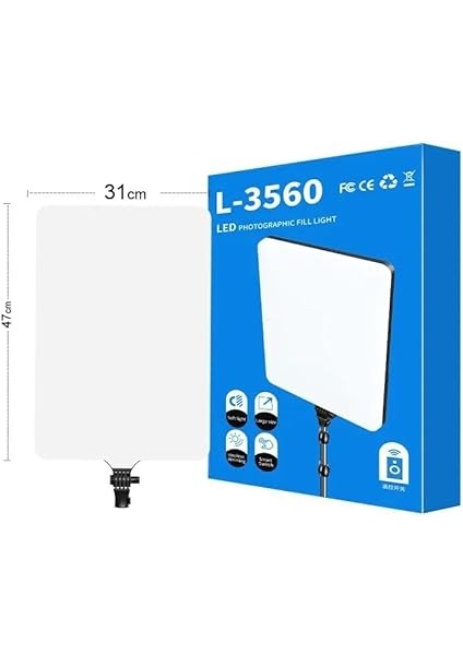 22 Inch 47CM x 31CM Beyaz LED Aydınlatma Uzaktan Kumandalı Yayıncı Işığı Youtuber Twich Yayın Işığı Ürün Göresel Fotoğraflama Tripodlu Aydınlatma (22 Inch - L-3560) fırsatları