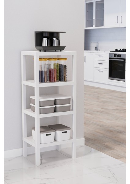 4 Katlı Düzenleyici Plastik Raf Ünitesi, Kitaplık, Banyo, Mutfak Rafı, Ayakkabılık - Beyaz modelleri