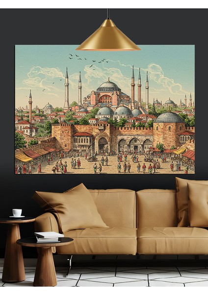 Istanbul Tarihi Şehir Dekoratif Kanvas - Mdf Ahşap Tablo