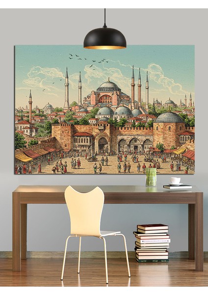 Istanbul Tarihi Şehir Dekoratif Kanvas - Mdf Ahşap Tablo fırsatları