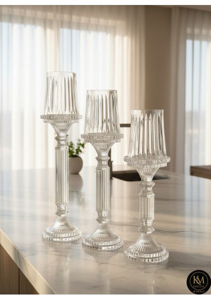 El Yapımı Kristal Dekoratif Mumluk Set 3'lü